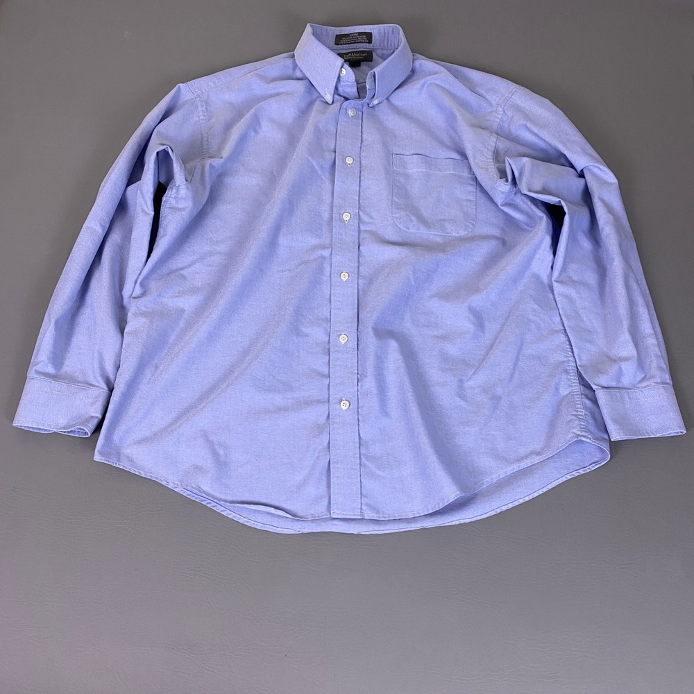 VTG Croft & Barrow Oxford Shirt Mens 18 34/35 Blue Long Sleeve Wrinkle Resistant